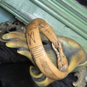 Vintage Dogon Leather African Tribal Bangal-Mali